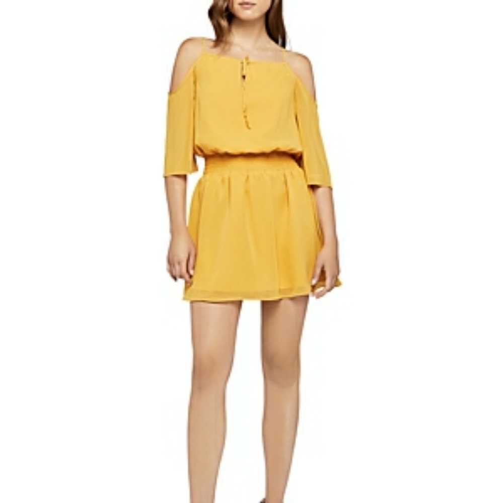 BCBGeneration Womens Cold Shoulder Smocked Casual